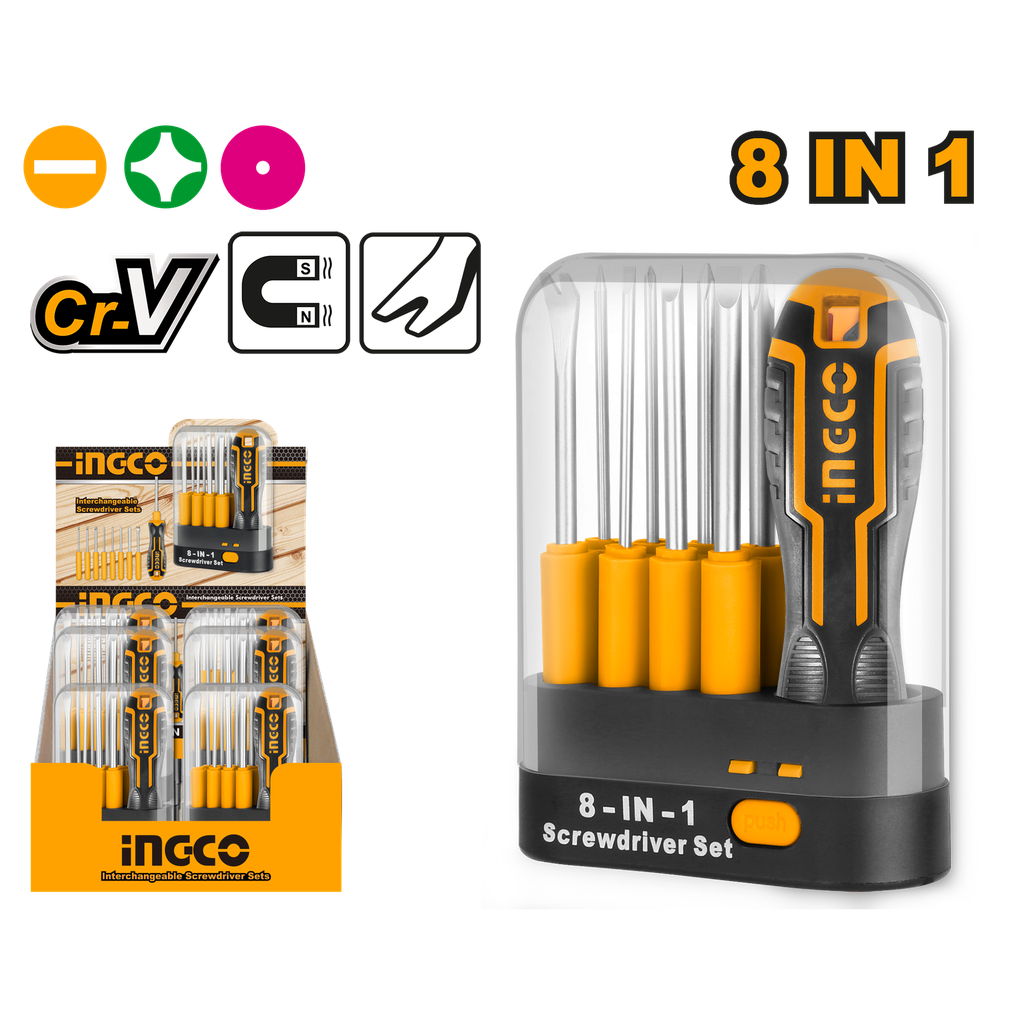 9 Pcs interchangeable screwdriver set