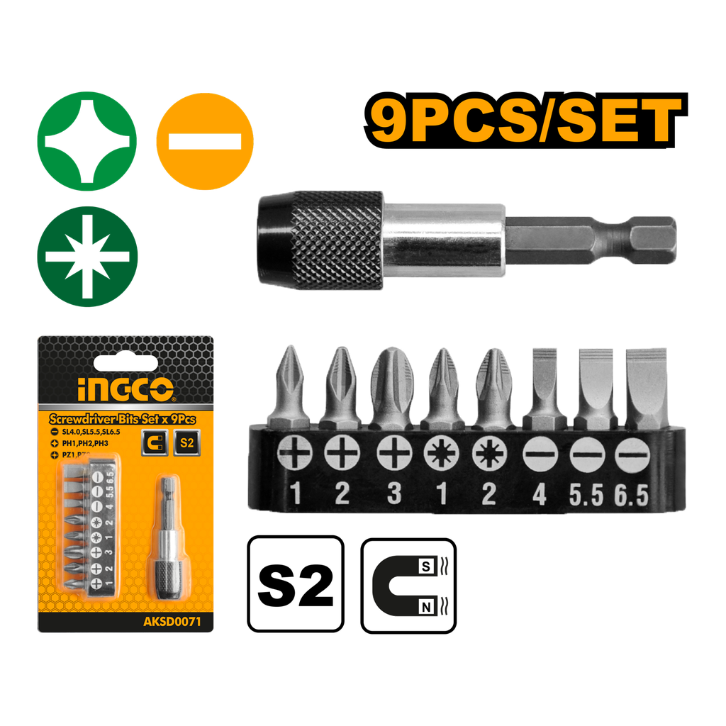 9 Pcs screwdriver bits set