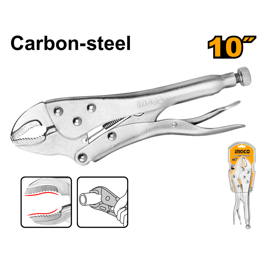 Curved jaw locking plier