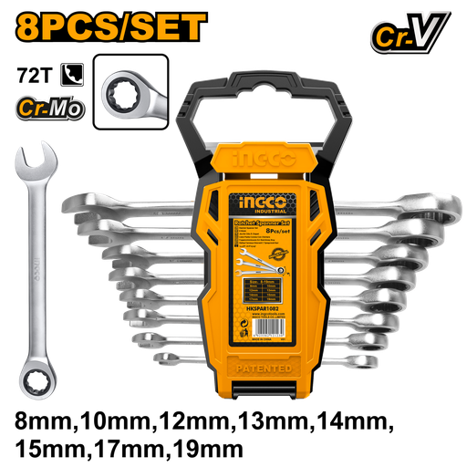 [HKSPAR1082] 8 Pcs ratchet spanner set