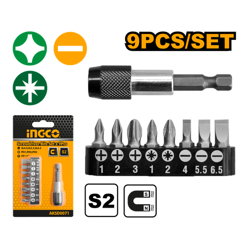 [AKSD0071] 9 Pcs screwdriver bits set