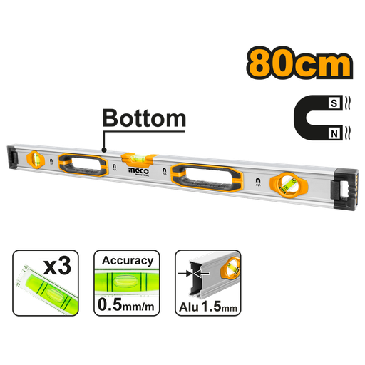 [HSL38080M] Spirit level with powerful magnets